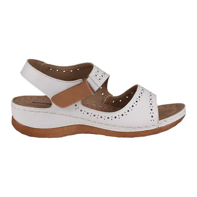 Gc Shoes Foster White Perforated Double Band Velcro Sandals