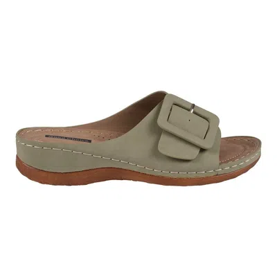 Gc Shoes Women's Hamden Buckle Comfort Flat Sandals In Green
