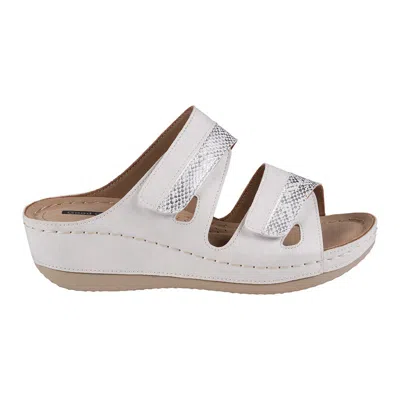Gc Shoes Havana Velcro Two-tone Double Band White Wedge Sandals