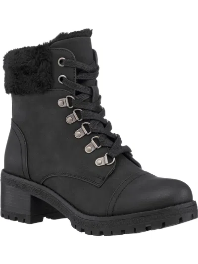 Gc Shoes Joan Faux Fur Trim Lace-up Boot In Black