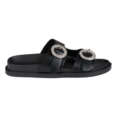 Gc Shoes Women's Jordyn Double Band Embellished Slide Footbed Sandals In Black