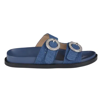 Gc Shoes Women's Jordyn Double Band Embellished Slide Footbed Sandals In Denim