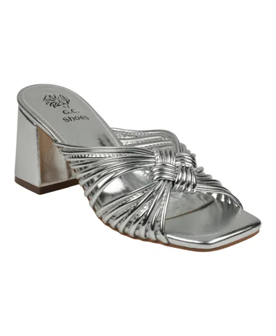 Gc Shoes Women's Josie Strappy Block Heel Dress Sandals In Silver