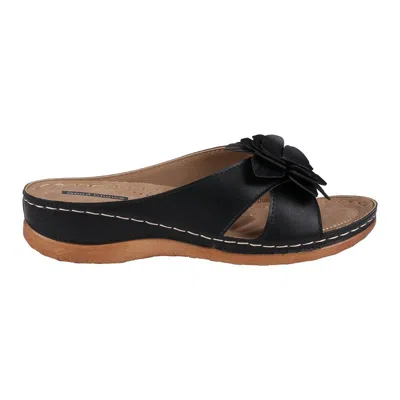 Gc Shoes Women's Joy Flower Rosette Comfort Sandals In Black
