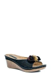 Gc Shoes Juliet Floral Wedge Sandal In Black
