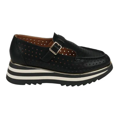 Gc Shoes Women's Karmine Laser Cut Mary Jane Platform Loafers In Black