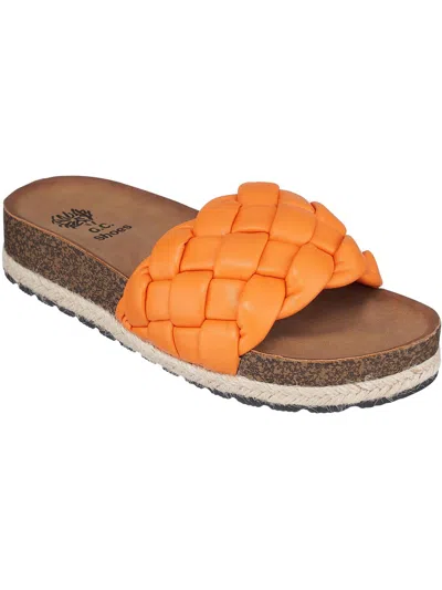 Gc Shoes Lesley Womens Braided Slip-on Slide Sandals In Orange