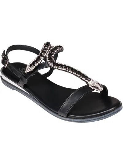 Gc Shoes Lidia Womens Faux Leather Open Toe Slingback Sandals In Black