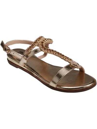 Gc Shoes Women's Lidia Embellished Snake Ornament Flat Sandals In Gold