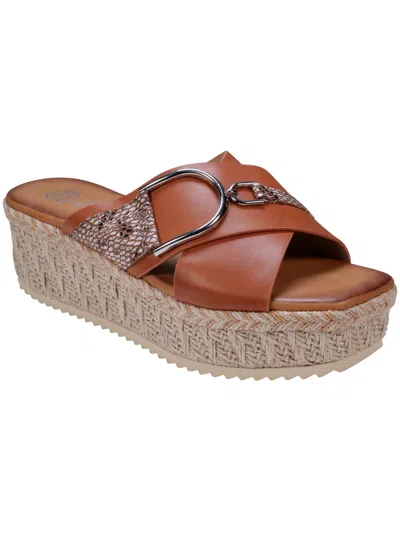 Gc Shoes Women's Lindsey Strappy Platform Slide Sandals In Tan