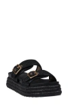 Gc Shoes Lorena Raffia Platform Slide Sandal In Black