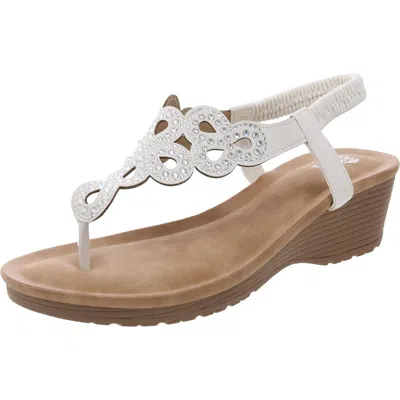 Gc Shoes Madelyn Womens Comfort Insole Manmade Wedge Sandals In White