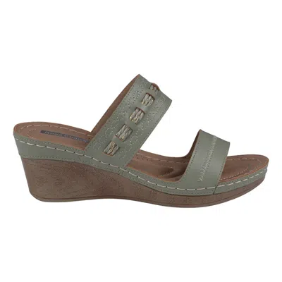 Gc Shoes Women's Mariah Double Band Slip-on Wedge Sandals In Sage