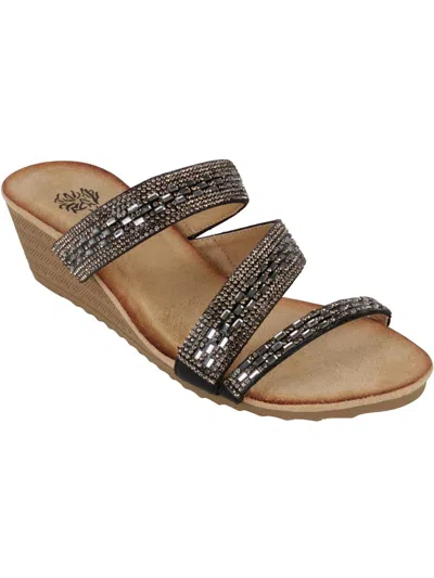 Gc Shoes Mona Womens Faux Suede Slide Wedge Sandals In Black