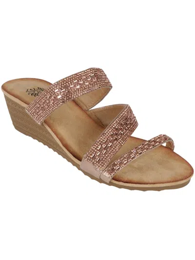 Gc Shoes Mona Womens Faux Suede Slide Wedge Sandals In Multi