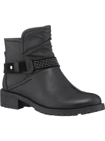 Gc Shoes Moto Womens Faux Leather Rubber Outsole Ankle Boots In Black