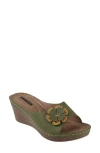 Gc Shoes Women's Naples Flower Wedge Sandals In Green