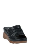 Gc Shoes Nora Ruched Wedge Sandal In Black