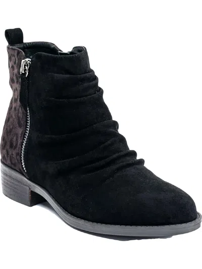 Gc Shoes Nori Womens Faux Suede Zipper Ankle Boots In Black