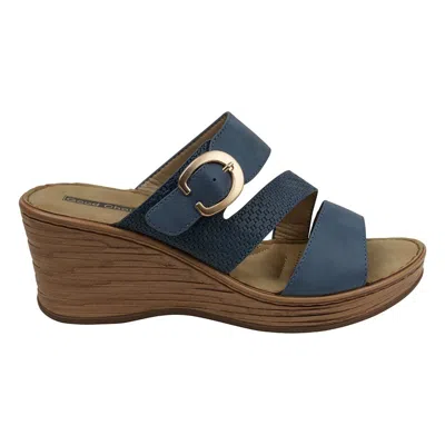 Gc Shoes Women's Odalis Buckle Comfort Wedge Sandals In Blue