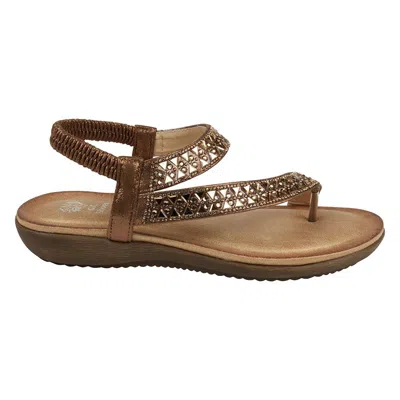 Gc Shoes Reille Bronze Jeweled Asymmetrical Slingback Flat Sandals