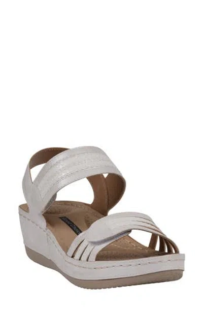 Gc Shoes Samar Snakeskin Embossed Hook & Loop Wedge Sandal
