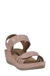 Gc Shoes Samar Snakeskin Embossed Hook & Loop Wedge Sandal