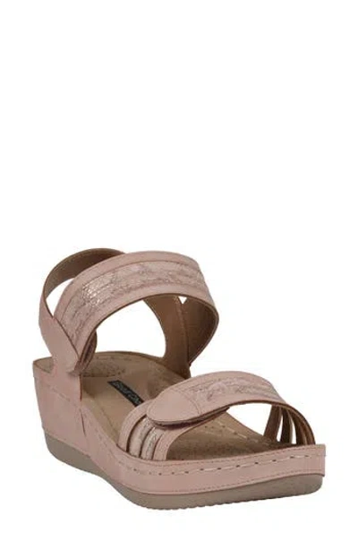 Gc Shoes Samar Snakeskin Embossed Hook & Loop Wedge Sandal