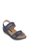 Gc Shoes Samar Snakeskin Embossed Hook & Loop Wedge Sandal In Blue