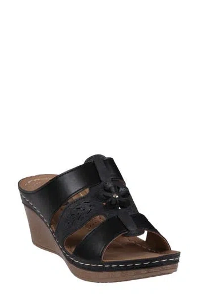 Gc Shoes Spring Floral Wedge Sandal In Black