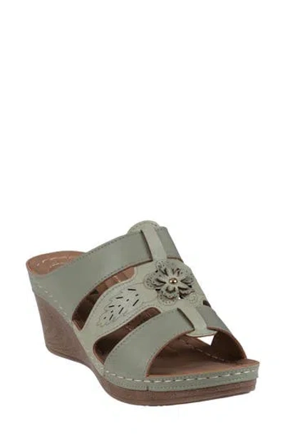 Gc Shoes Spring Floral Wedge Sandal In Green