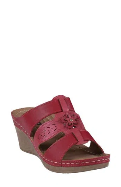 Gc Shoes Spring Floral Wedge Sandal In Red