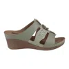 Gc Shoes Spring Green Open Toe Triple Band Flower Wedge Sandals