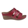 Gc Shoes Spring Red Open Toe Triple Band Flower Wedge Sandals