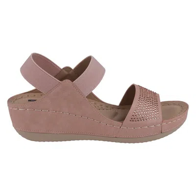 Gc Shoes Women's Tammy Embellished Elastic Double Band Wedge Sandals In Blush
