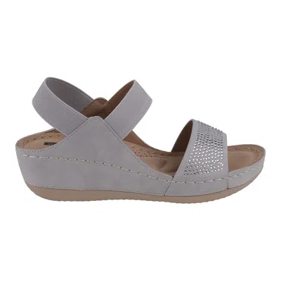Gc Shoes Women's Tammy Embellished Elastic Double Band Wedge Sandals In Silver