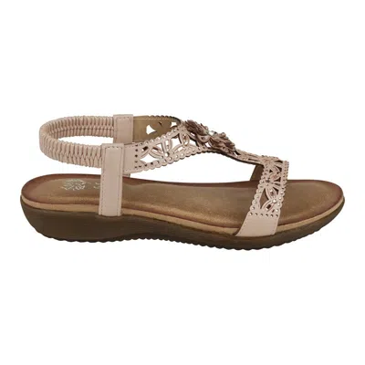 Gc Shoes Women's Toni Embellished Flower Slingback Flat Sandals In Blush