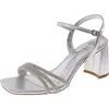 Gc Shoes Tyra Womens Faux Leather Rhinestone Ankle Strap In Silver