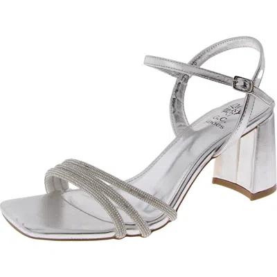 Gc Shoes Tyra Womens Faux Leather Rhinestone Ankle Strap In Silver