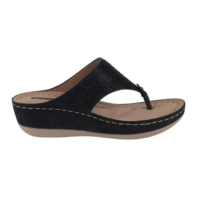 Gc Shoes Women's Wagner Embellished Thong Wedge Sandals In Black
