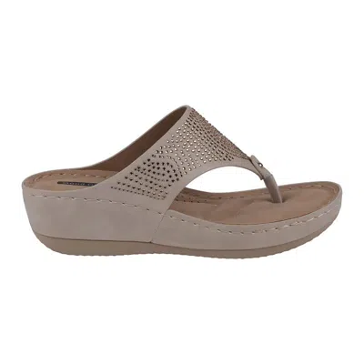 Gc Shoes Women's Wagner Embellished Thong Wedge Sandals In Off White