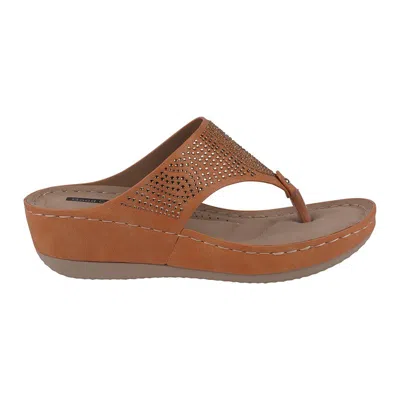 Gc Shoes Women's Wagner Embellished Thong Wedge Sandals In Orange