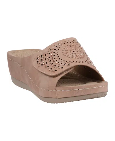 Gc Shoes Women's Adrina Embellished Wedge Sandals In Blush