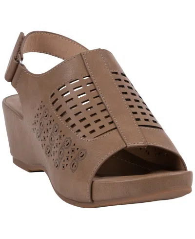 Gc Shoes Women's Ankle Strap Wedge Heel Sandals In Brown