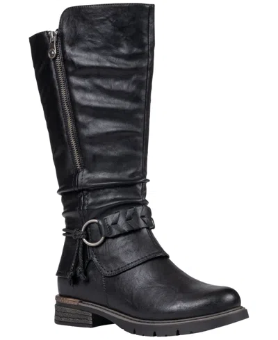 Gc Shoes Women's Auburn Knee-high Slouchy Round-toe Faux Leather Boots In Black