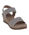 Gc Shoes Women's Bane Embellished Elastic Double Band Wedge Sandals In Silver