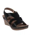 Gc Shoes Women's Banks Cut Out Slingback Wedge Sandals In Black