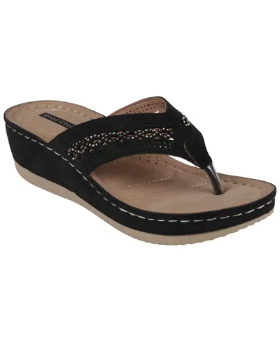 Gc Shoes Women's Tiana Embellished Comfort Wedge Sandals In Black