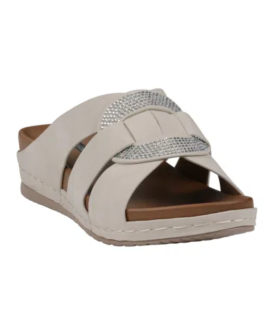 Gc Shoes Women's Betsy Embellished Wedge Sandals In Nude