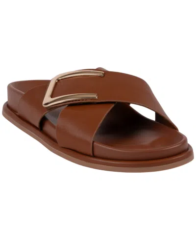 Gc Shoes Womens Weekend Minimal Hardware Criss Cross Strap Flat Sandals In Brown
